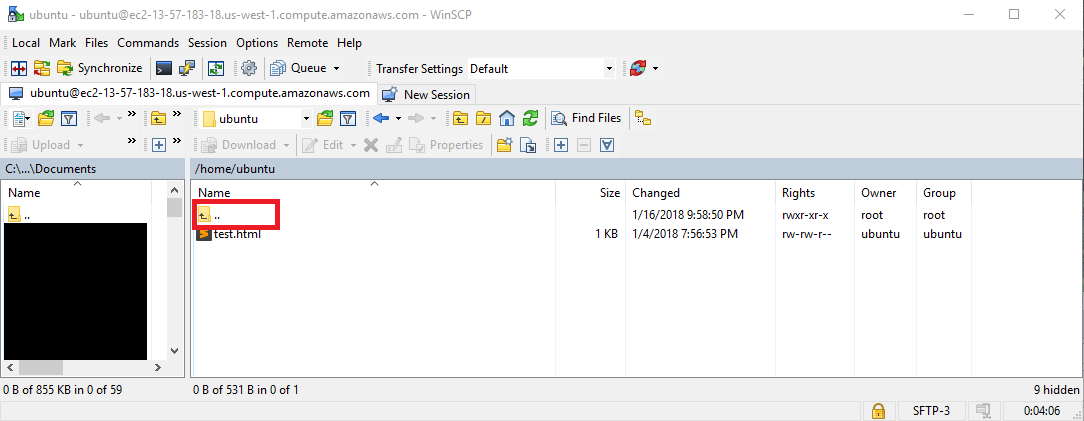 WinSCP Interface